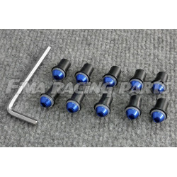 10 Schrauben für Verkleidungsscheibe Blau inkl Imbus