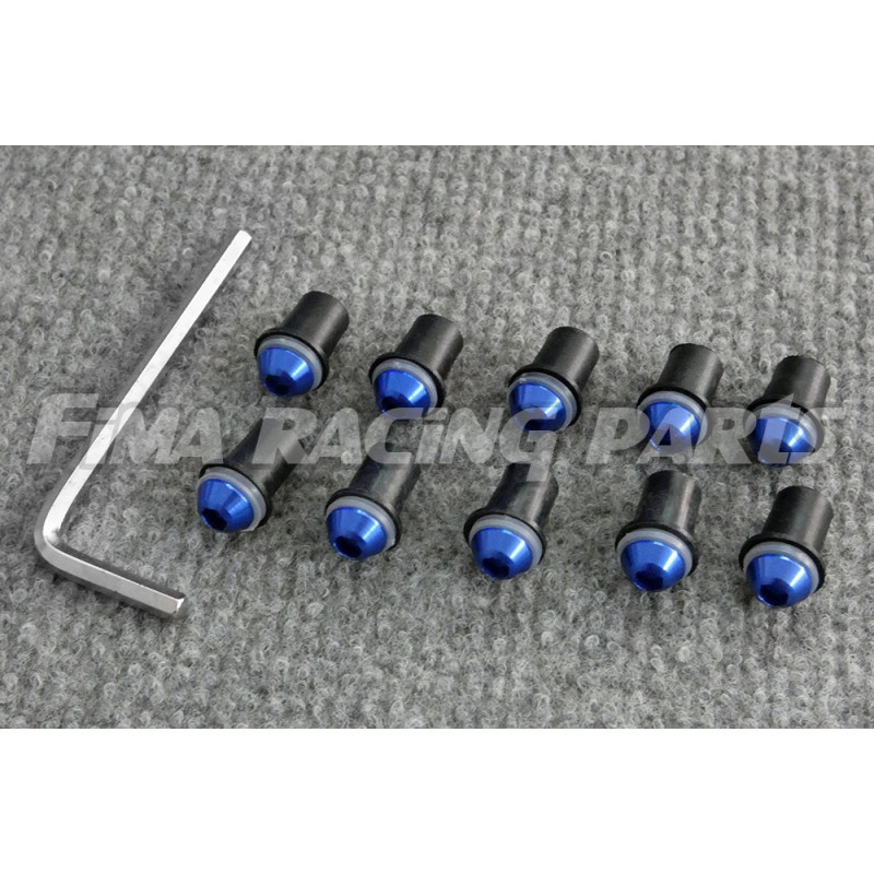 10 Schrauben für Verkleidungsscheibe Blau inkl Imbus