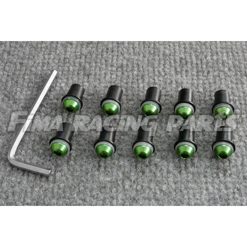 10 Schrauben für Verkleidungsscheibe Grün inkl Imbus