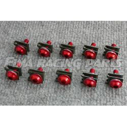 10 M6 Schrauben mit Clips und Mutter rot