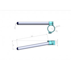 Manubrio clip-on Ø 50,8 mm PPTuning nero/argento Kawasaki
