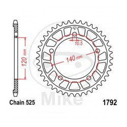 Kettenrad Alu 525 (120/140)
